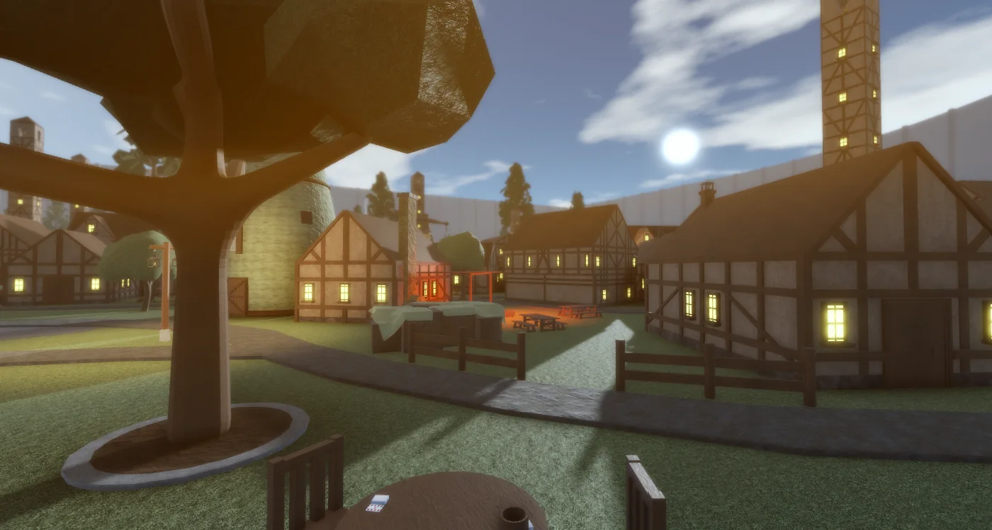 Holst village square at golden hour